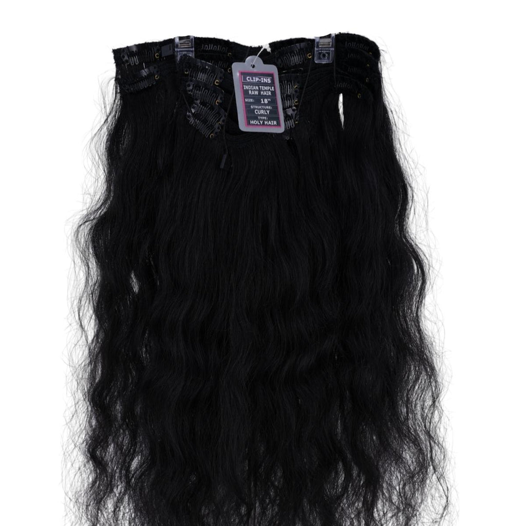 Indian Curly Natural Black Clip-in 100% Human Hair Extensions by Private Label