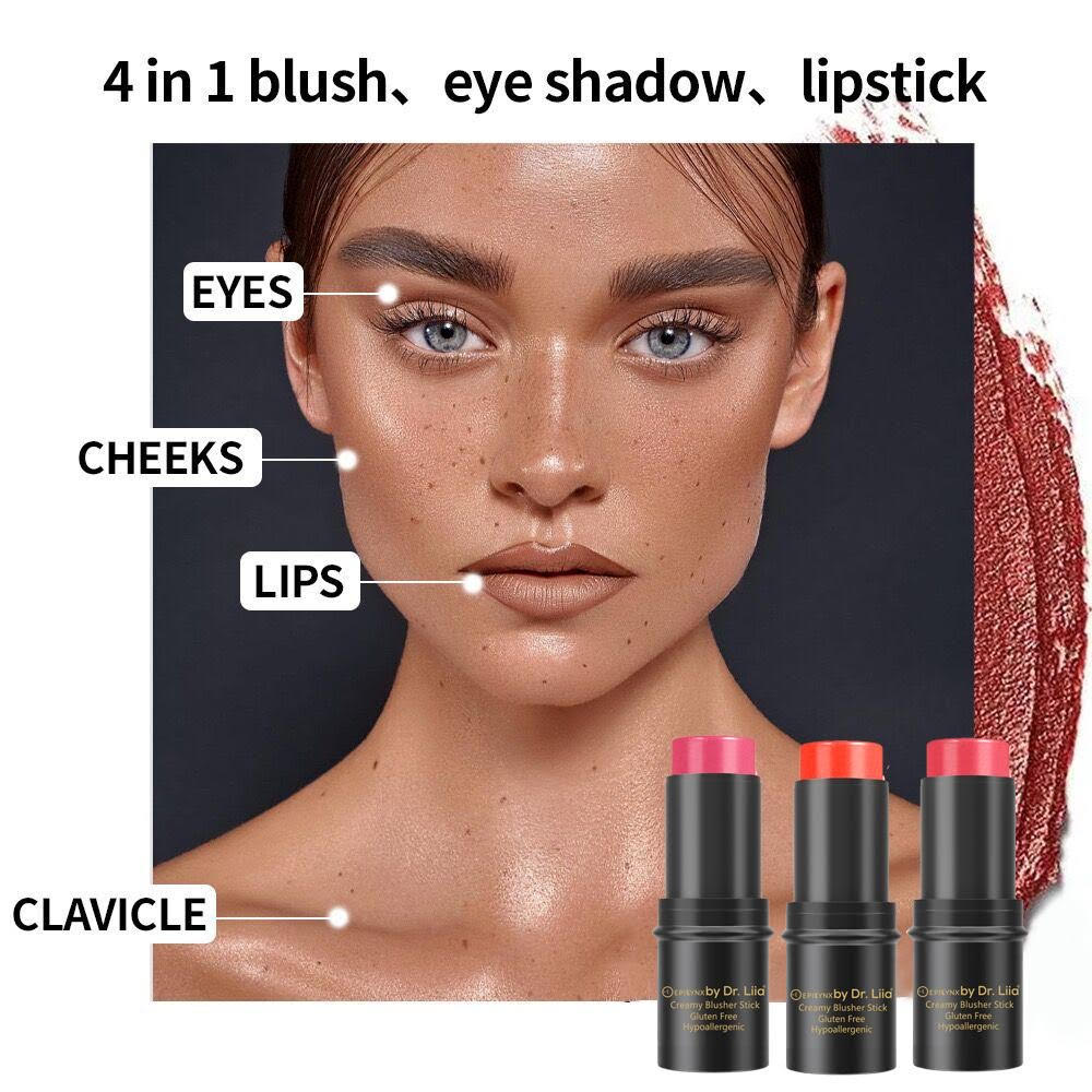 Gluten-Free Blush Stick for Cheeks, Lips & Eyes – Nut-Free, Vegan Cream Blush