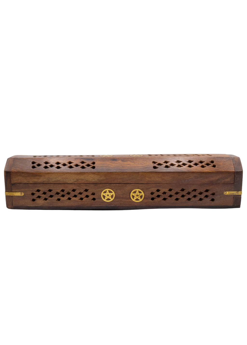 Pentacle Brass Inlay Coffin Incense Burner