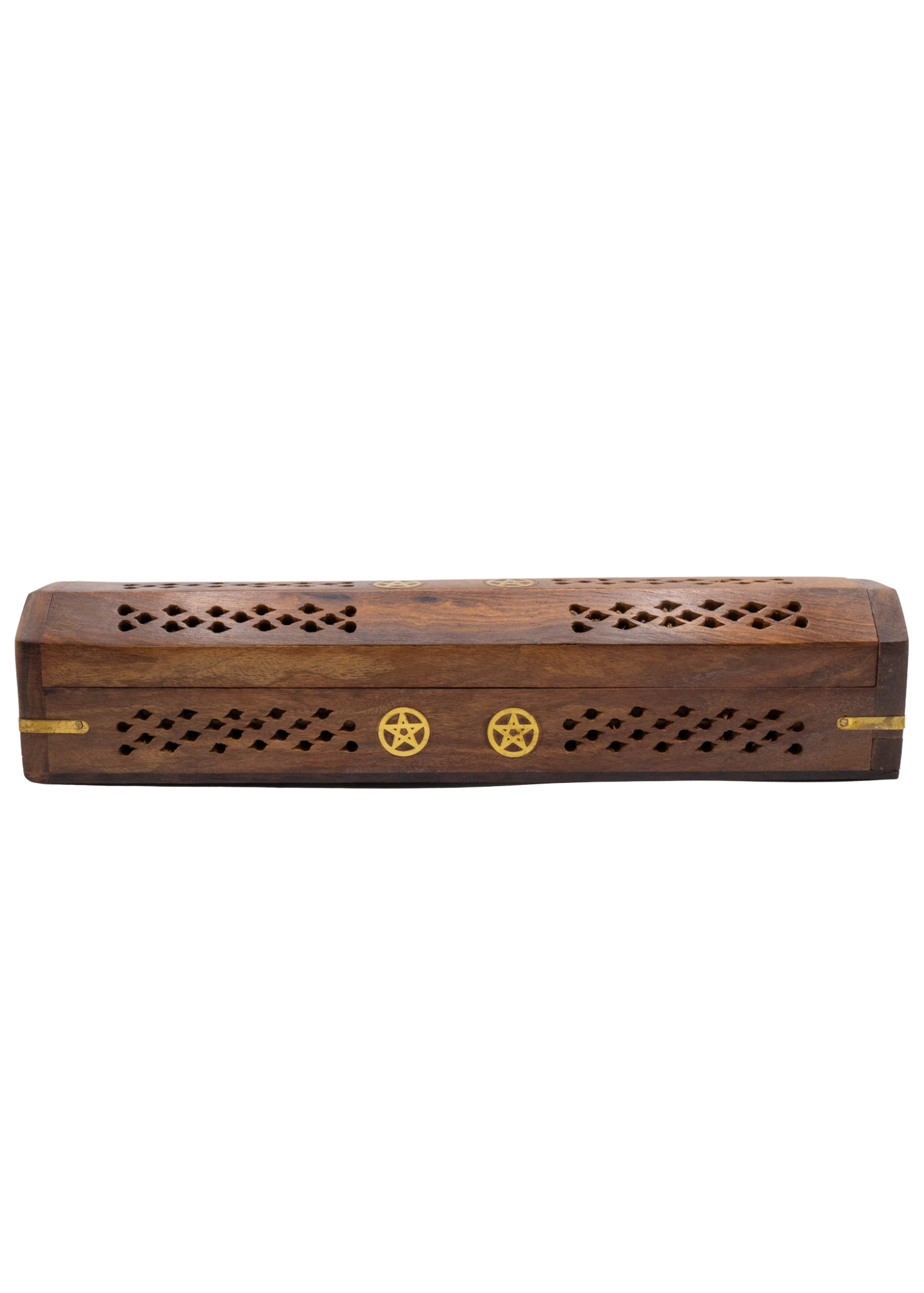 Pentacle Brass Inlay Coffin Incense Burner