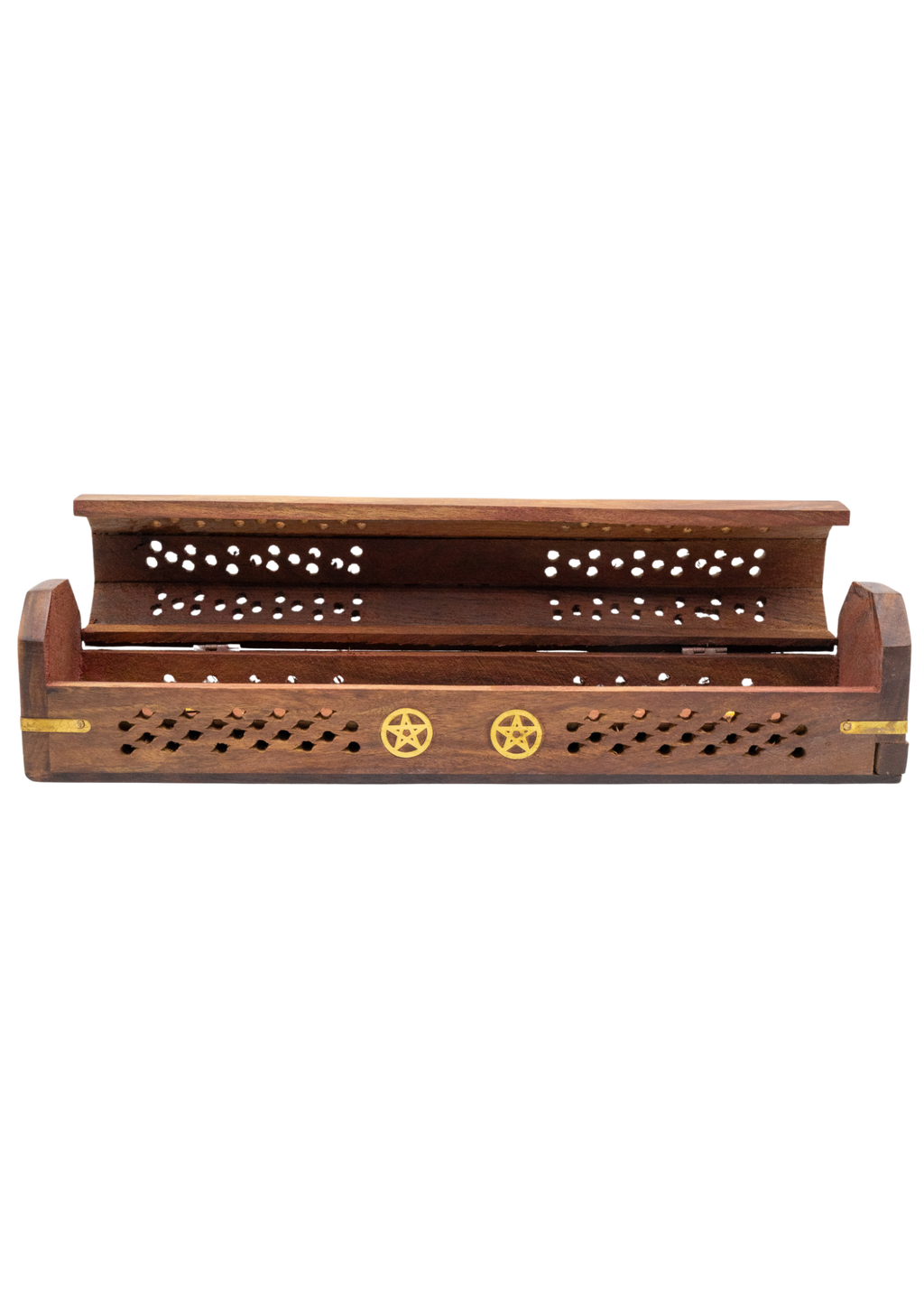 Pentacle Brass Inlay Coffin Incense Burner