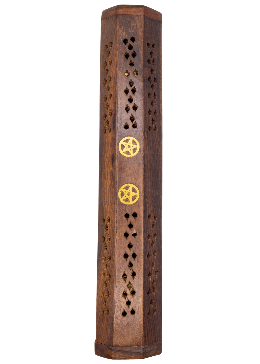 Pentacle Brass Inlay Coffin Incense Burner