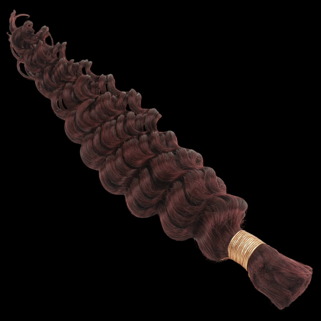 Burgundy Deep Wave Color 99J Bulk 100% Human Braiding Hair by Private Label