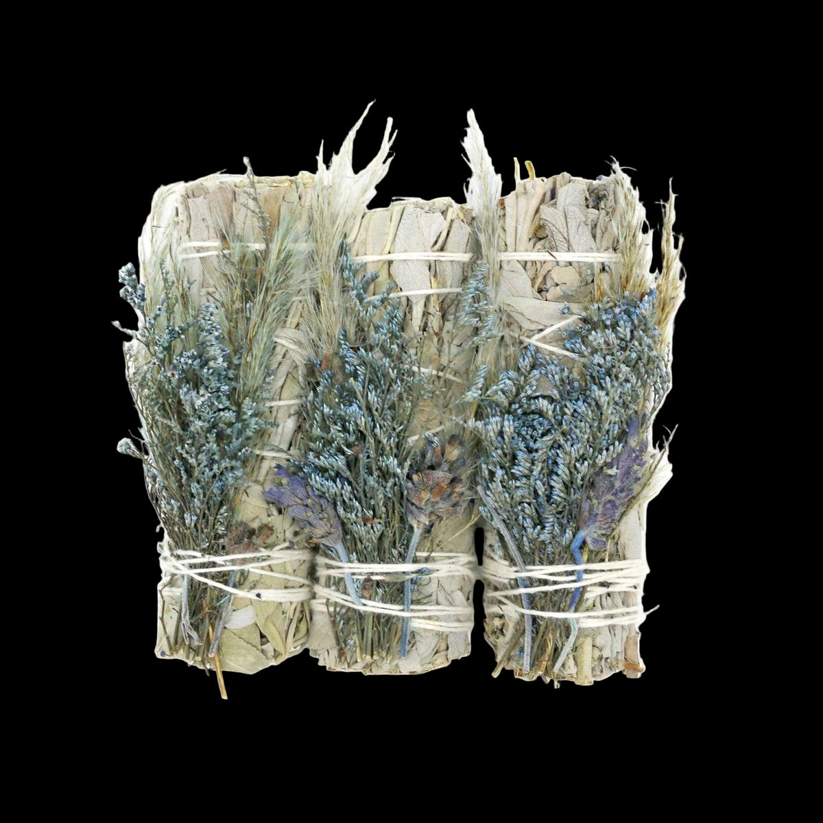'Blue Bouquet' Floral White Sage Smudge Stick (4 in.) by Sacred Crystals