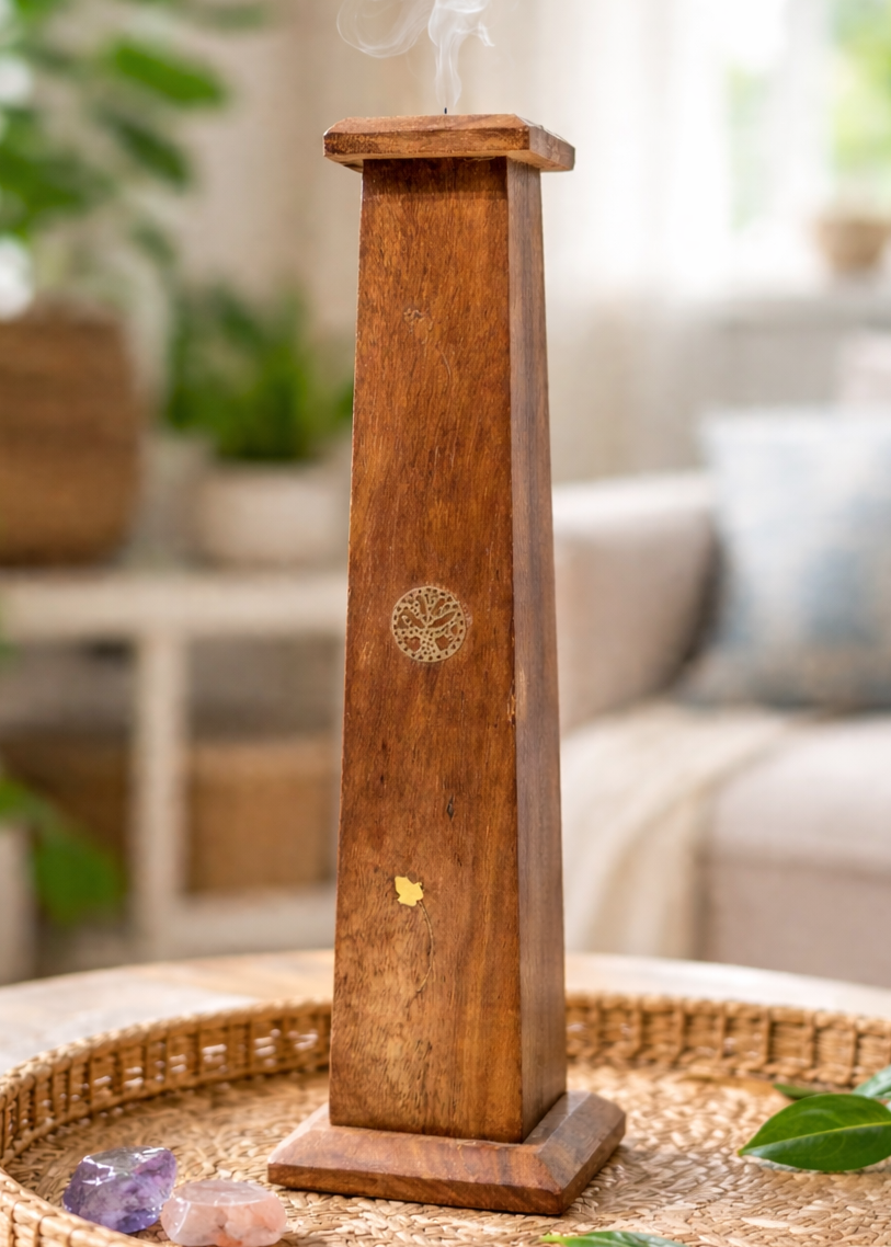 Brass Inlay Tree of Life Vertical Incesne Burner