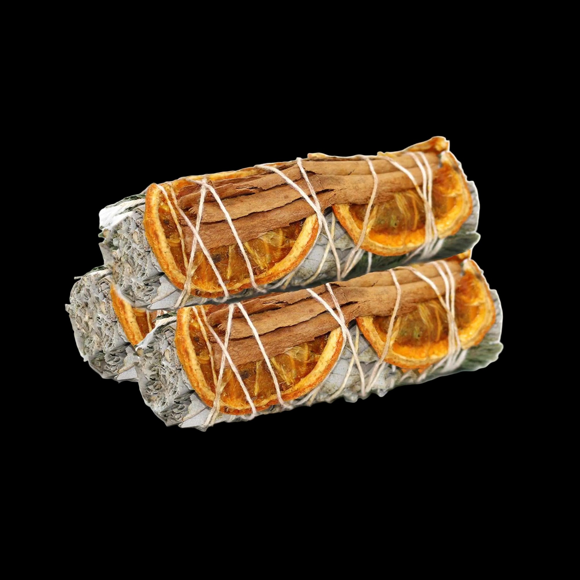 Cinnamon, Orange & White Sage Smudge Stick (4 in.) by Sacred Crystals