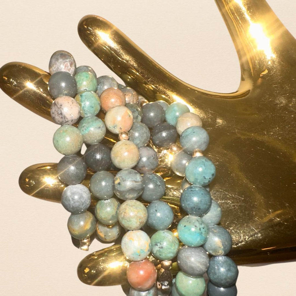 Genuine Chrysocolla Stone Crystal Bracelet with 14k Gold Filled Spacers 7 - 11 by The Good Shaman
