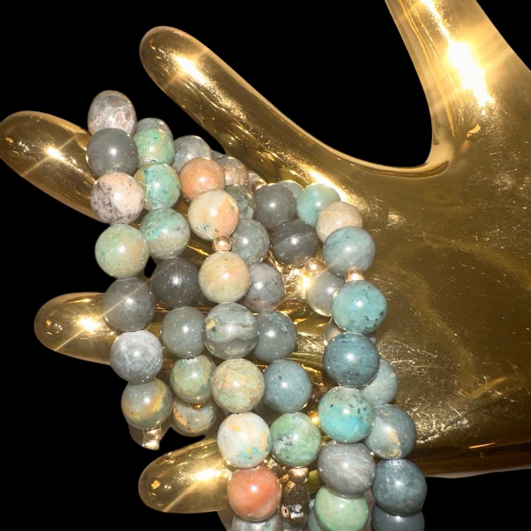 Genuine Chrysocolla Stone Crystal Bracelet with 14k Gold Filled Spacers 7 - 11 by The Good Shaman
