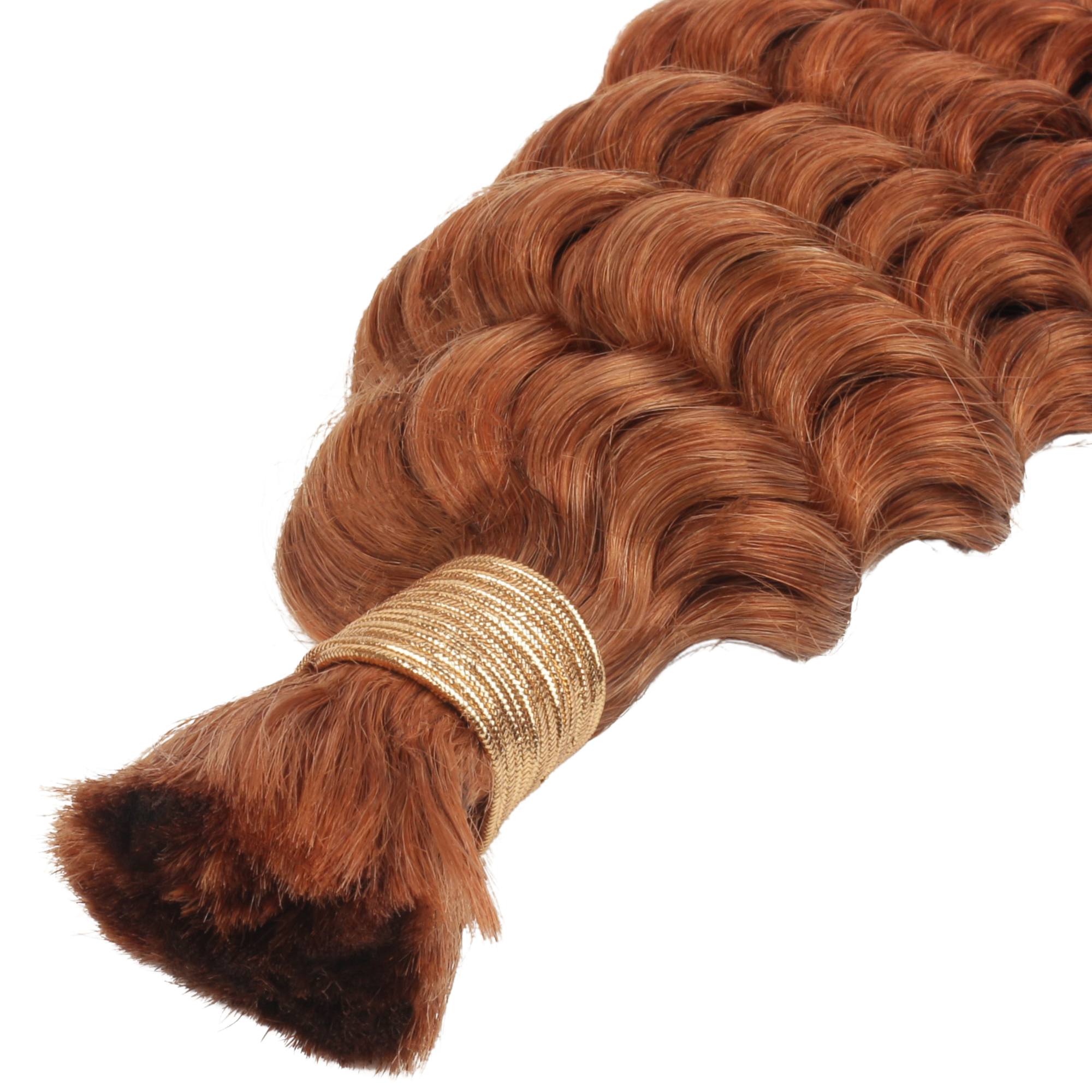 Copper Deep Wave Color 350 Bulk 100% Human Braiding Hair by Private Label