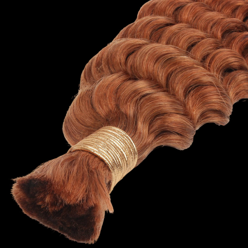 Copper Deep Wave Color 350 Bulk 100% Human Braiding Hair by Private Label