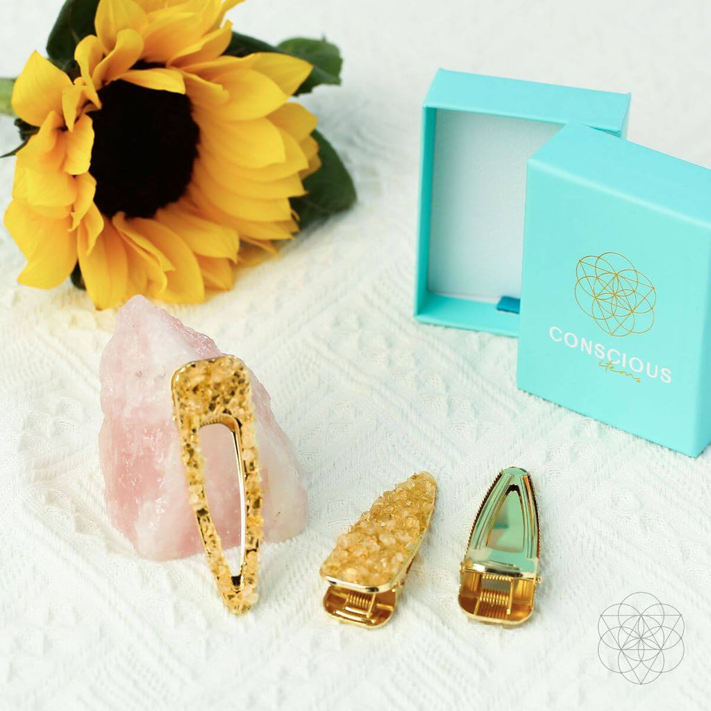 Crown of Prosperity - Citrine Hair Clips (2 pieces) by Conscious Items