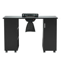 Manicure Table, Nail Table Station with Electric Dust Collector, Moveable Nail Tech Desk with 8 Wheels (4 Lockable), 3 Dust Bag & Wrist Rest, MDF Nail Art Workstation for Spa Beauty Salon, Black
