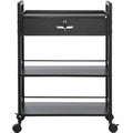 Beauty Salon Trolley Cart, 3-Tier Hair Salon Stations Cabinet for Stylist with Lockable Drawer, MDF Rolling Storage Station with 4 Wheels (2 Lockable) for Beauty SPA Barbershop Tattoo