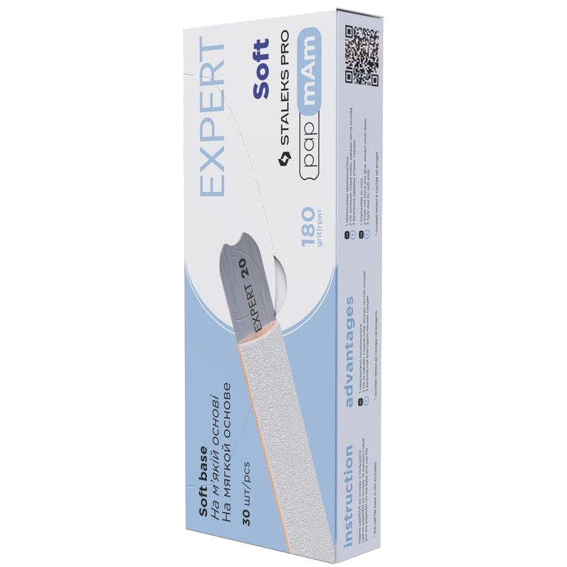 DISPOSABLE FILES PAPMAM FOR STRAIGHT NAIL FILE (SOFT BASE) EXPERT 20 (30 PCS) DFCE-20 W- STALEKS™ by kvadrat store