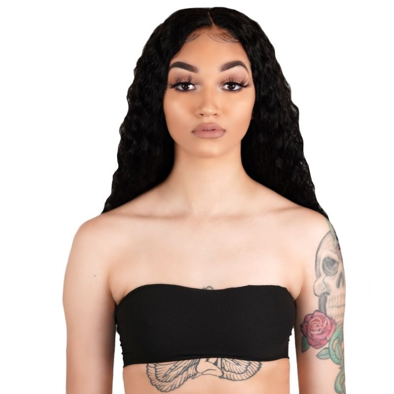 Deep Wave 13x4 Transparent Lace Front Human Hair Wig by Private Label