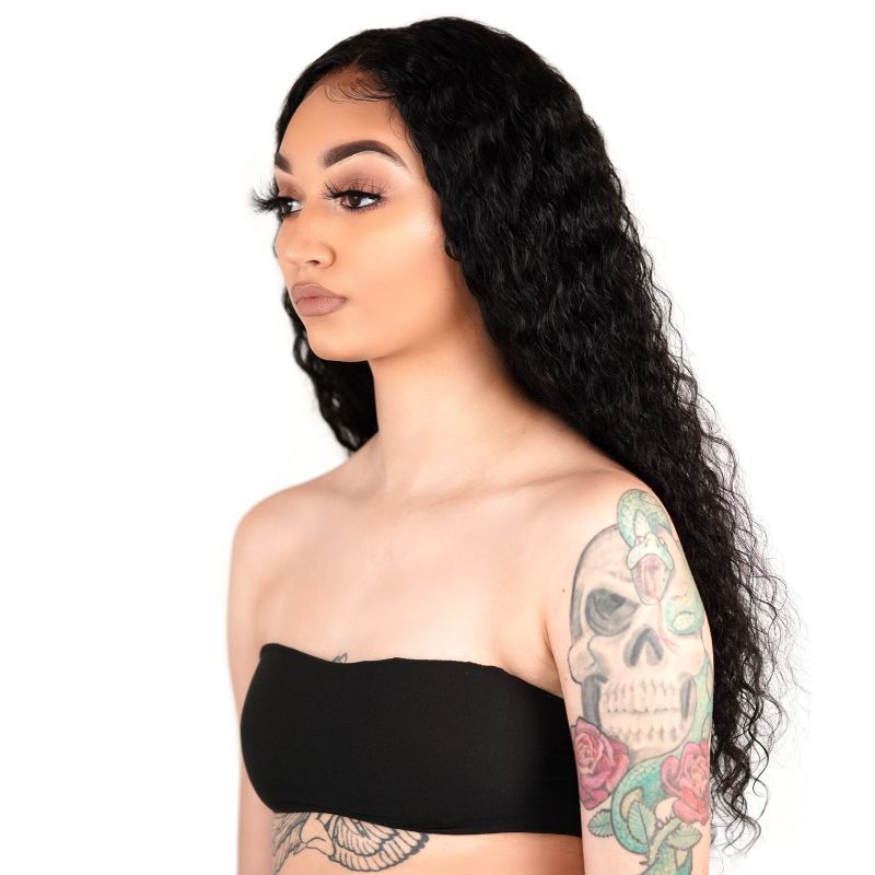 Deep Wave 13x4 Transparent Lace Front Human Hair Wig by Private Label