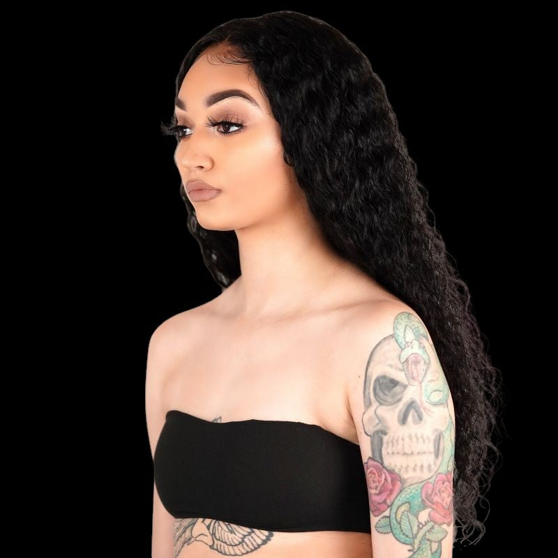 Deep Wave 13x4 Transparent Lace Front Human Hair Wig by Private Label