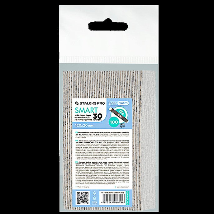 STALEKS PRO SMART DISPOSABLE PAPMAM FILES SOFT BASE FOR STRAIGHT NAIL FILE FOAM LAYER 100 GRIT 30 PCS DFC-20 - STALEKS™ by kvadrat store