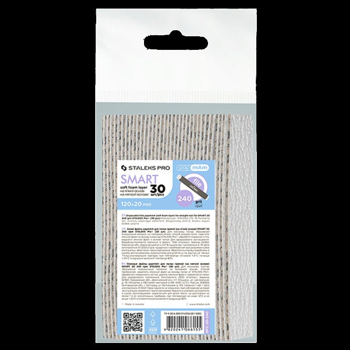 STALEKS PRO SMART DISPOSABLE PAPMAM FILES SOFT BASE FOR STRAIGHT NAIL FILE FOAM LAYER 100 GRIT 30 PCS DFC-20 - STALEKS™ by kvadrat store