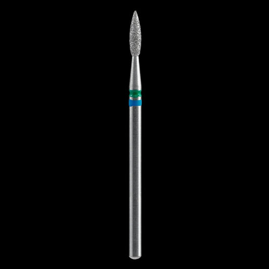 STALEKS - Diamond nail drill bit DUO "Pointed Flame" blue-green, 2,1/8mm (FA11BG021/8) by kvadrat store