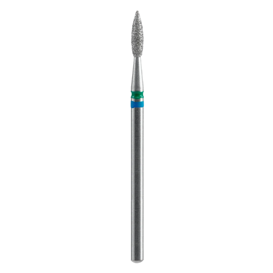 STALEKS Diamond Nail Drill Bit DUO Pointed Flame FA11BG021/8, Blue-Green, 2.1/8mm
