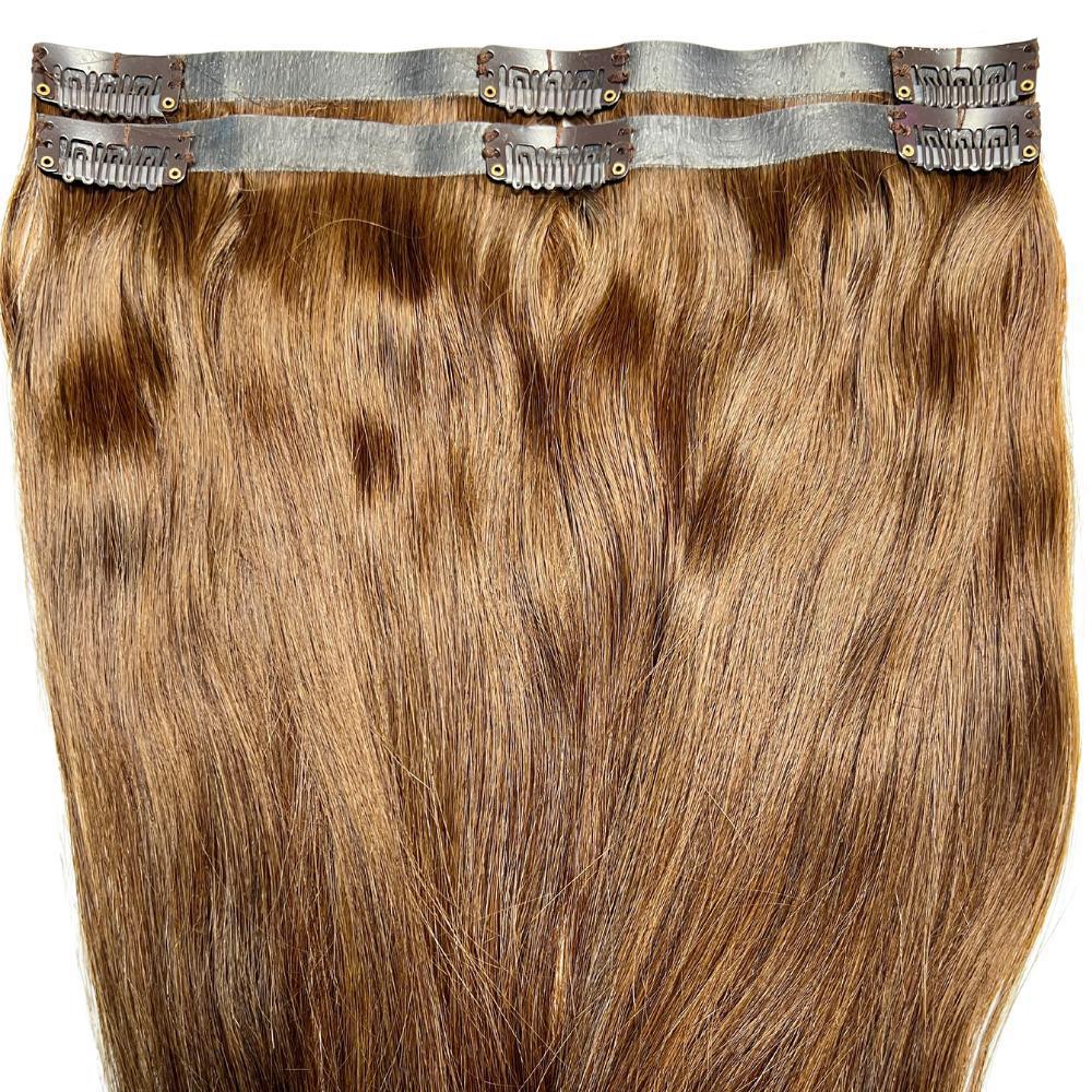Medium Brown Seamless Clip-In 100% Human Hair Extensions by Private Label