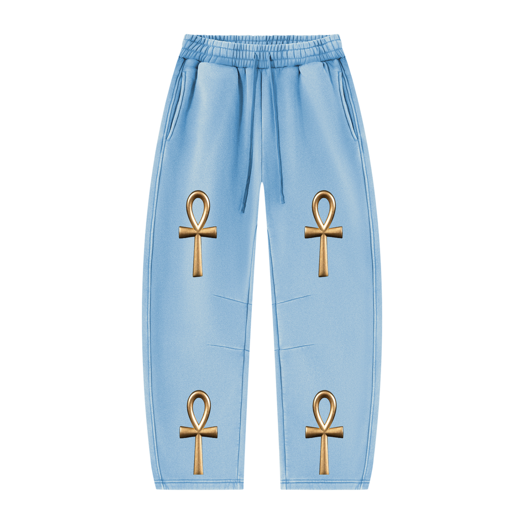 Unisex Vintage Wash Barrel Leg Fleece Sweatpants