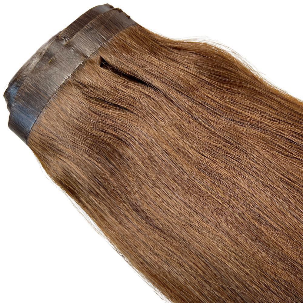 Medium Brown Seamless Clip-In 100% Human Hair Extensions by Private Label