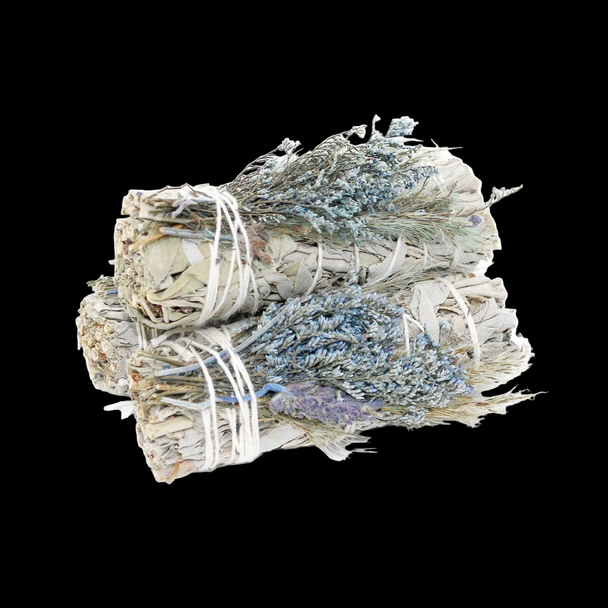'Blue Bouquet' Floral White Sage Smudge Stick (4 in.) by Sacred Crystals