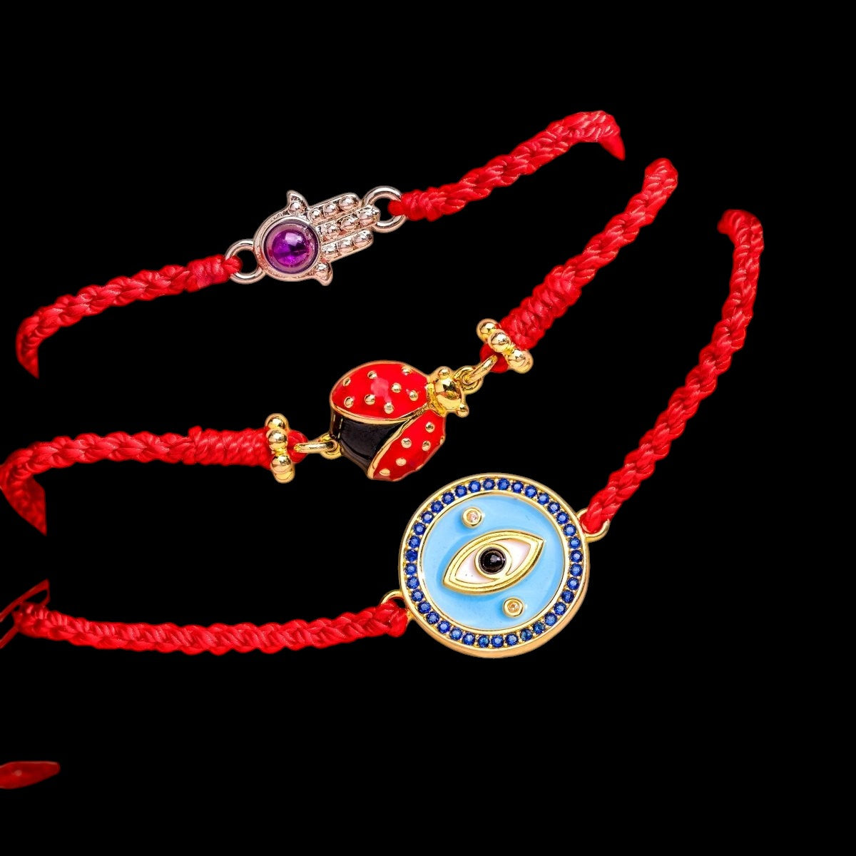 Evil Eye Guardian - Four-Strand Red String Bracelet by Conscious Items