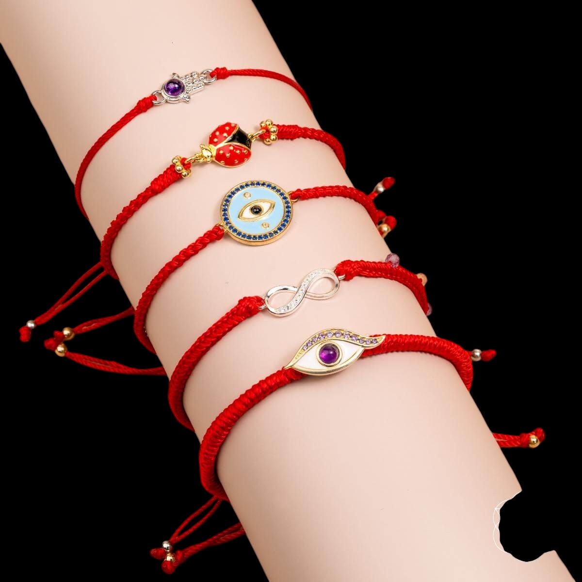 Eye of Spiritual Protection - Four-Strand Red String Bracelet by Conscious Items