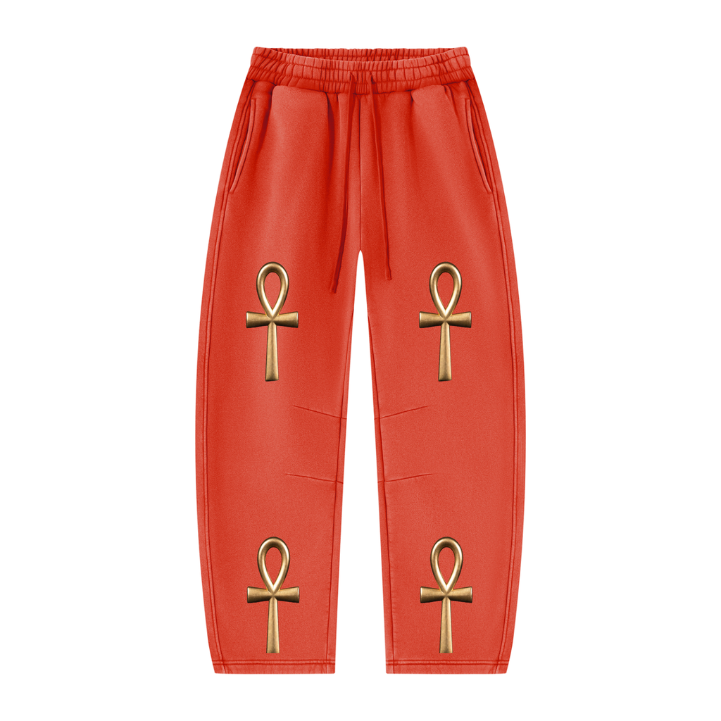 Unisex Vintage Wash Barrel Leg Fleece Sweatpants