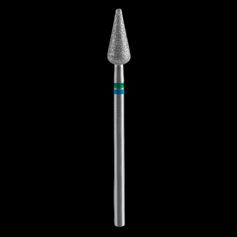 STALEKS - Diamond nail drill bit DUO, "Pointed Pear", blue-green, EXPERT 5/12 mm (FA100BG050/12) by kvadrat store