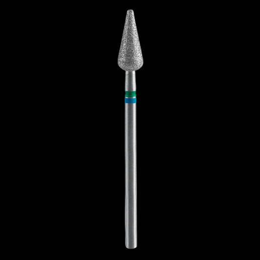 STALEKS - Diamond nail drill bit DUO, "Pointed Pear", blue-green, EXPERT 5/12 mm (FA100BG050/12) by kvadrat store