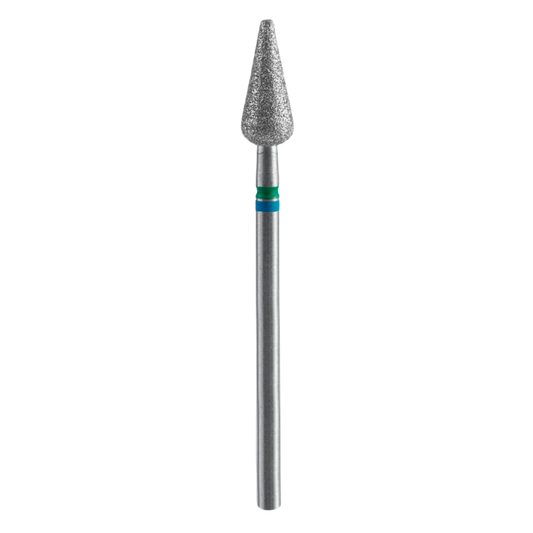 STALEKS - Diamond nail drill bit DUO, "Pointed Pear", blue-green, EXPERT 5/12 mm (FA100BG050/12)