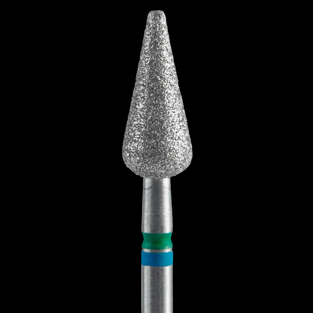 STALEKS - Diamond nail drill bit DUO, "Pointed Pear", blue-green, EXPERT 5/12 mm (FA100BG050/12) by kvadrat store