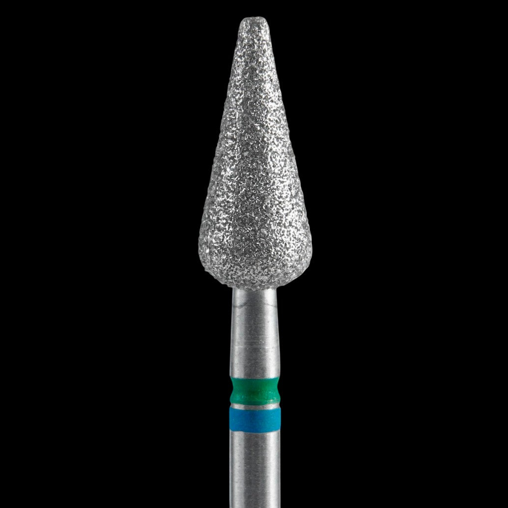 STALEKS - Diamond nail drill bit DUO, "Pointed Pear", blue-green, EXPERT 5/12 mm (FA100BG050/12) by kvadrat store