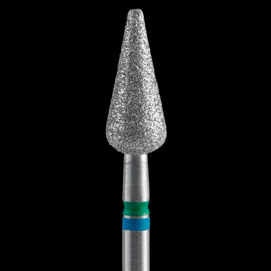 STALEKS - Diamond nail drill bit DUO, "Pointed Pear", blue-green, EXPERT 5/12 mm (FA100BG050/12) by kvadrat store