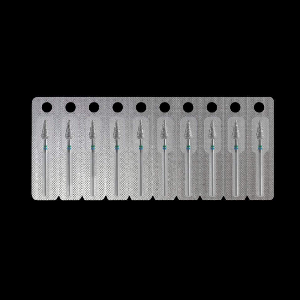 STALEKS - Diamond nail drill bit DUO, "Pointed Pear", blue-green, EXPERT 5/12 mm (FA100BG050/12) by kvadrat store