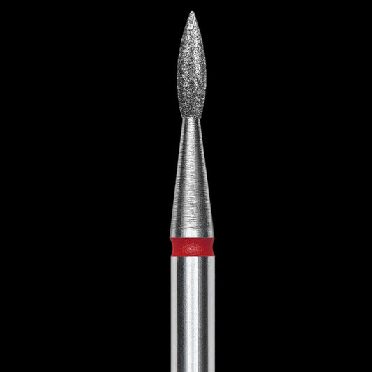DIAMOND NAIL DRILL BIT, "POINTED FLAME", RED, HEAD DIAMETER 1.8 MM/WORKING PART 8 MM (FA11R018/8) - STALEKS™ by kvadrat store