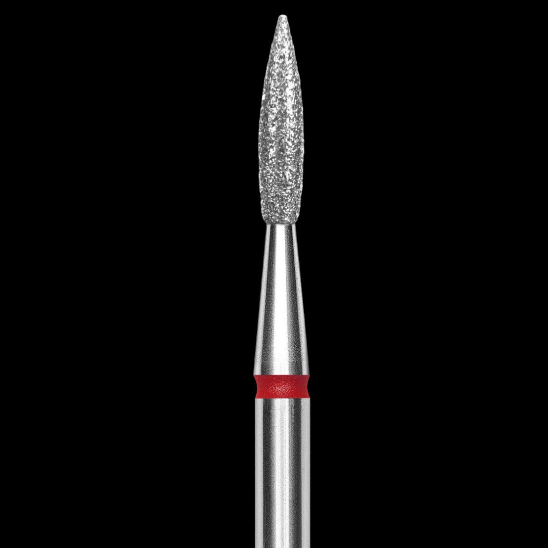 DIAMOND NAIL DRILL BIT, "POINTED FLAME", RED, HEAD DIAMETER 2.3 MM/WORKING PART 8 MM (FA11R023/8) - STALEKS™ by kvadrat store