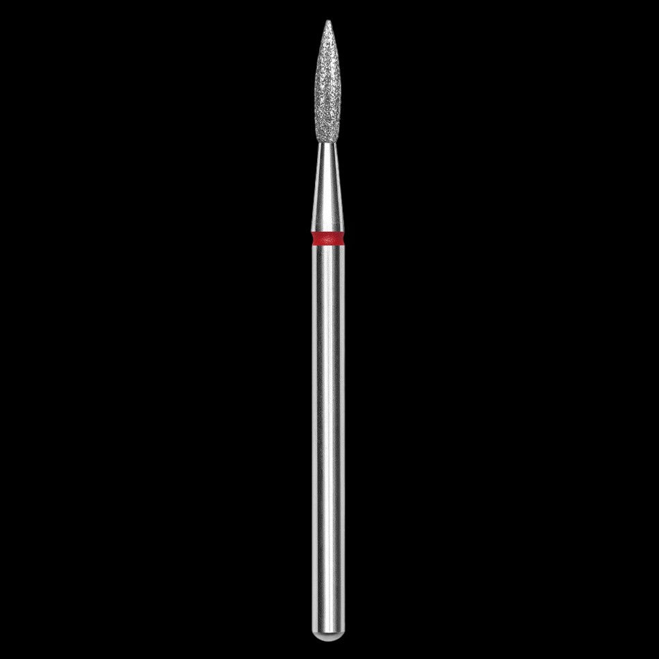 DIAMOND NAIL DRILL BIT, "POINTED FLAME", RED, HEAD DIAMETER 2.3 MM/WORKING PART 8 MM (FA11R023/8) - STALEKS™ by kvadrat store