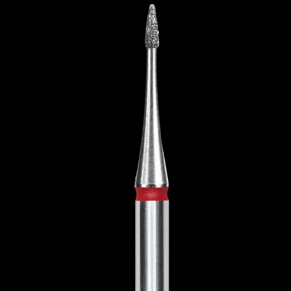 DIAMOND NAIL DRILL BIT, "FLAME", MINI RED, HEAD DIAMETER 1 MM/WORKING PART 3 MM (FA12R010/3) - STALEKS™ by kvadrat store