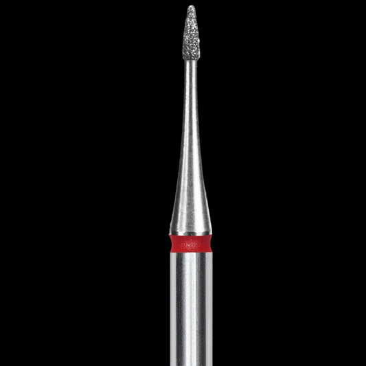 DIAMOND NAIL DRILL BIT, "FLAME", MINI RED, HEAD DIAMETER 1 MM/WORKING PART 3 MM (FA12R010/3) - STALEKS™ by kvadrat store