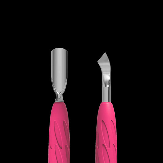 Manicure Pusher With Silicone Handle "Gummy" UNIQ 10 TYPE 4.2 (Narrow Rounded Pusher + Bent Blade) -PQ-10/4.2- STALEKS by kvadrat store