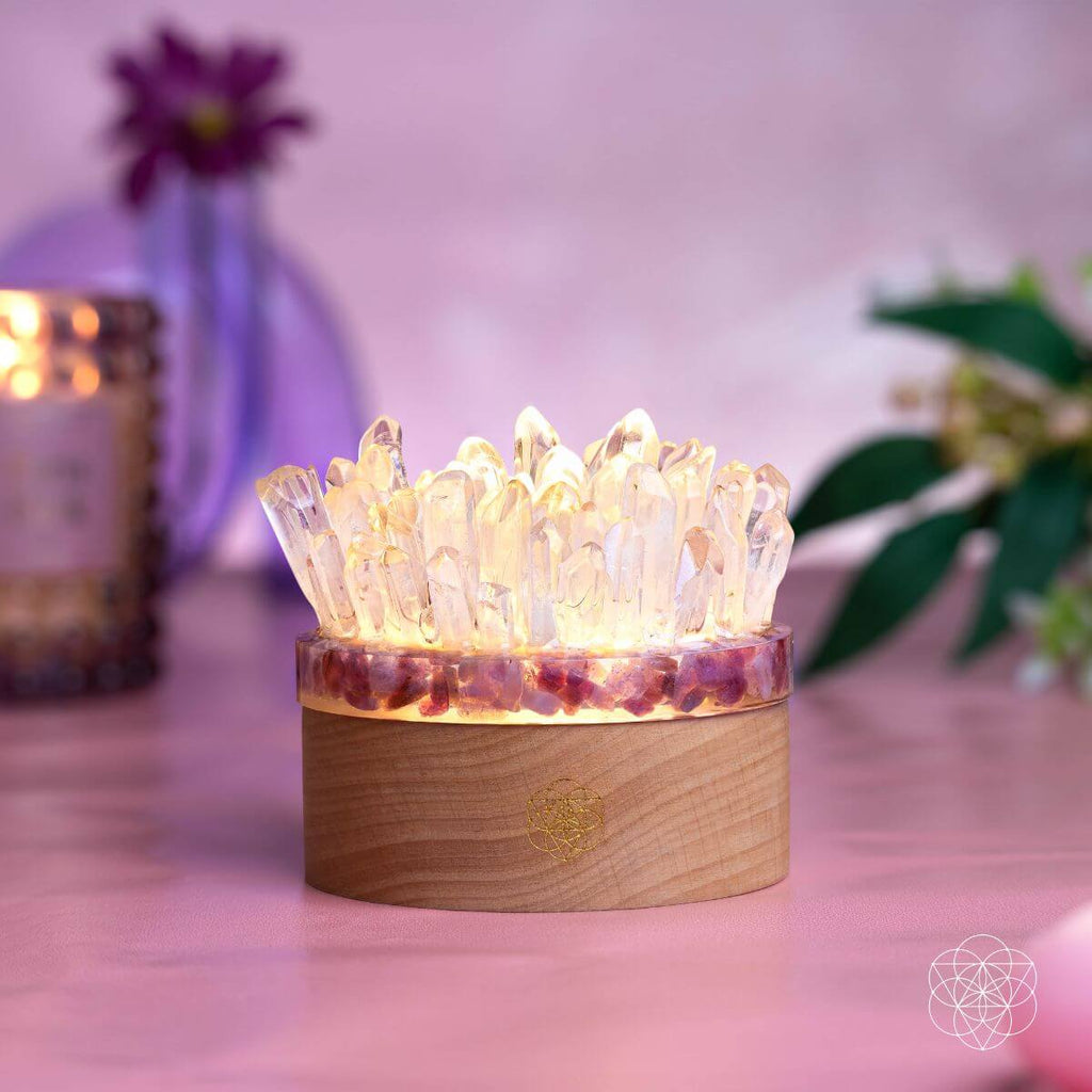 Find My Peace - Quartz & Tourmaline Lamp of Blooming Tranquility by Conscious Items