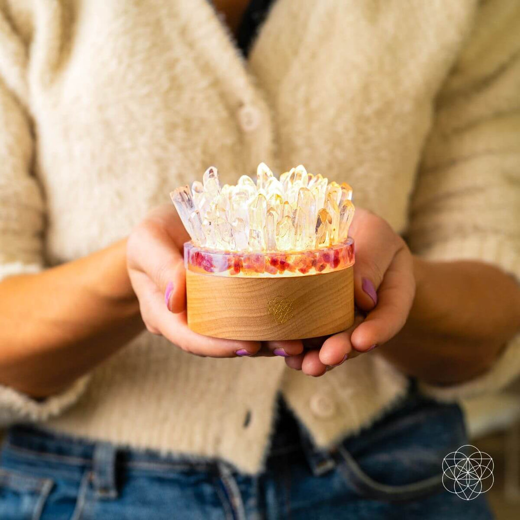 Find My Peace - Quartz & Tourmaline Lamp of Blooming Tranquility by Conscious Items