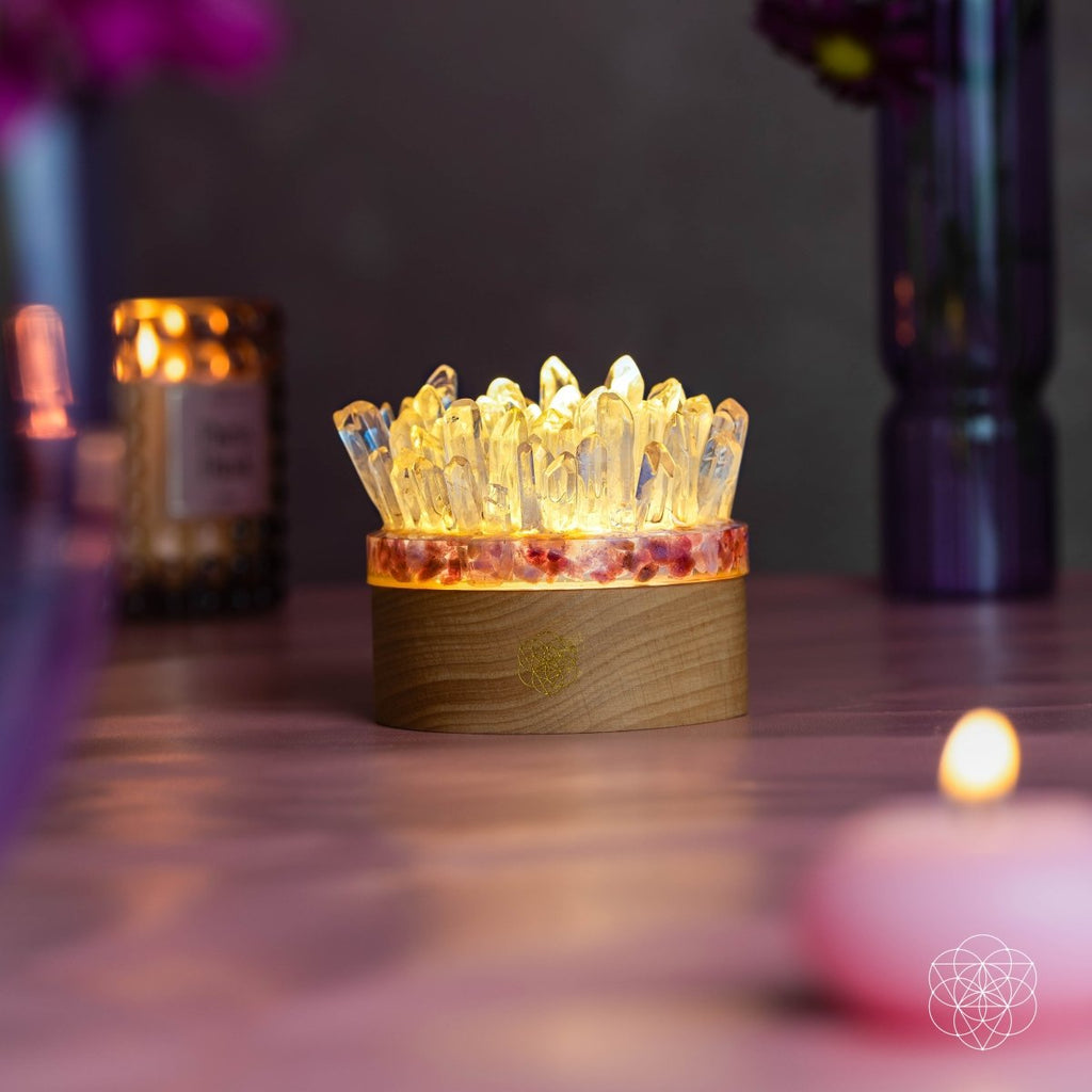 Find My Peace - Quartz & Tourmaline Lamp of Blooming Tranquility by Conscious Items