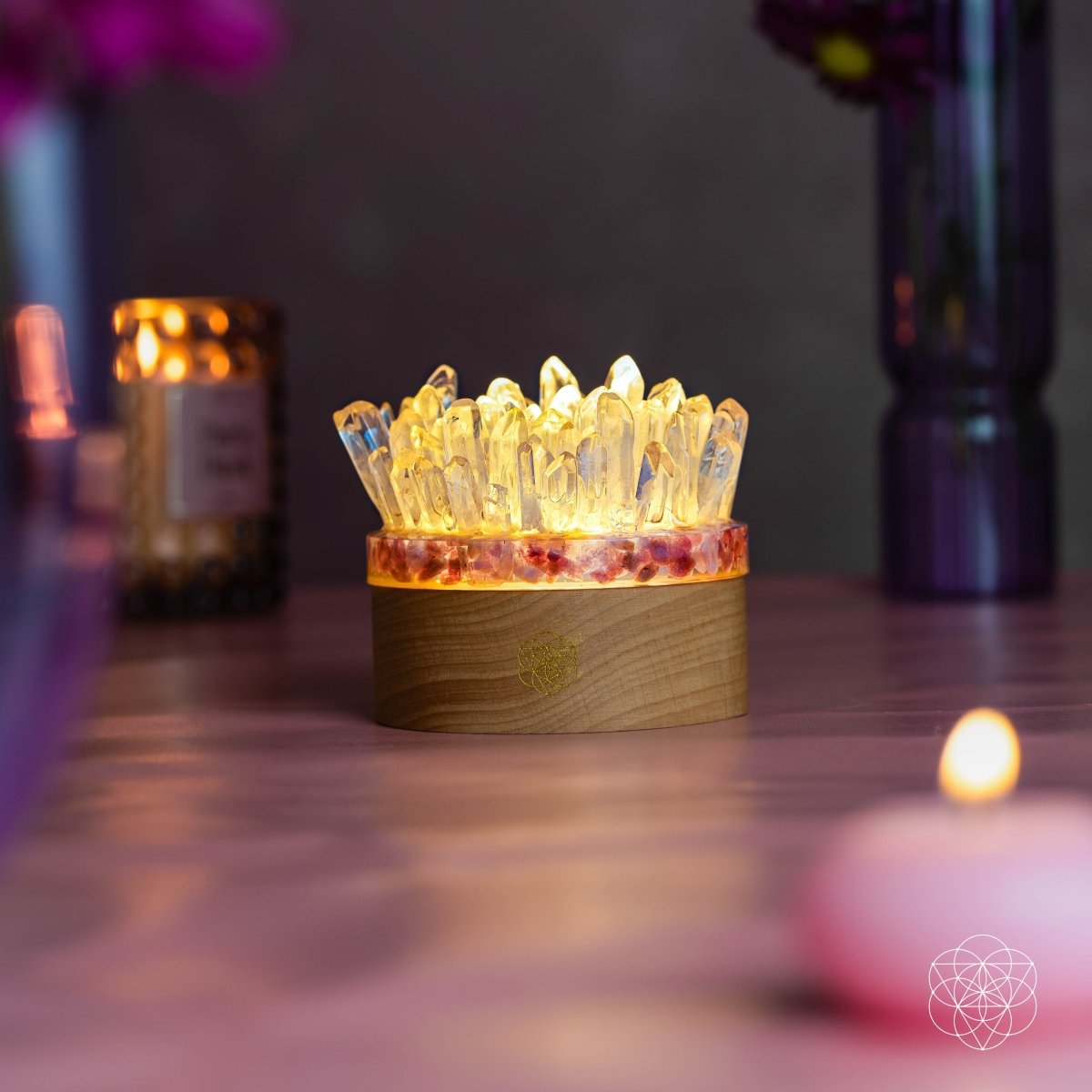 Find My Peace - Quartz & Tourmaline Lamp of Blooming Tranquility by Conscious Items