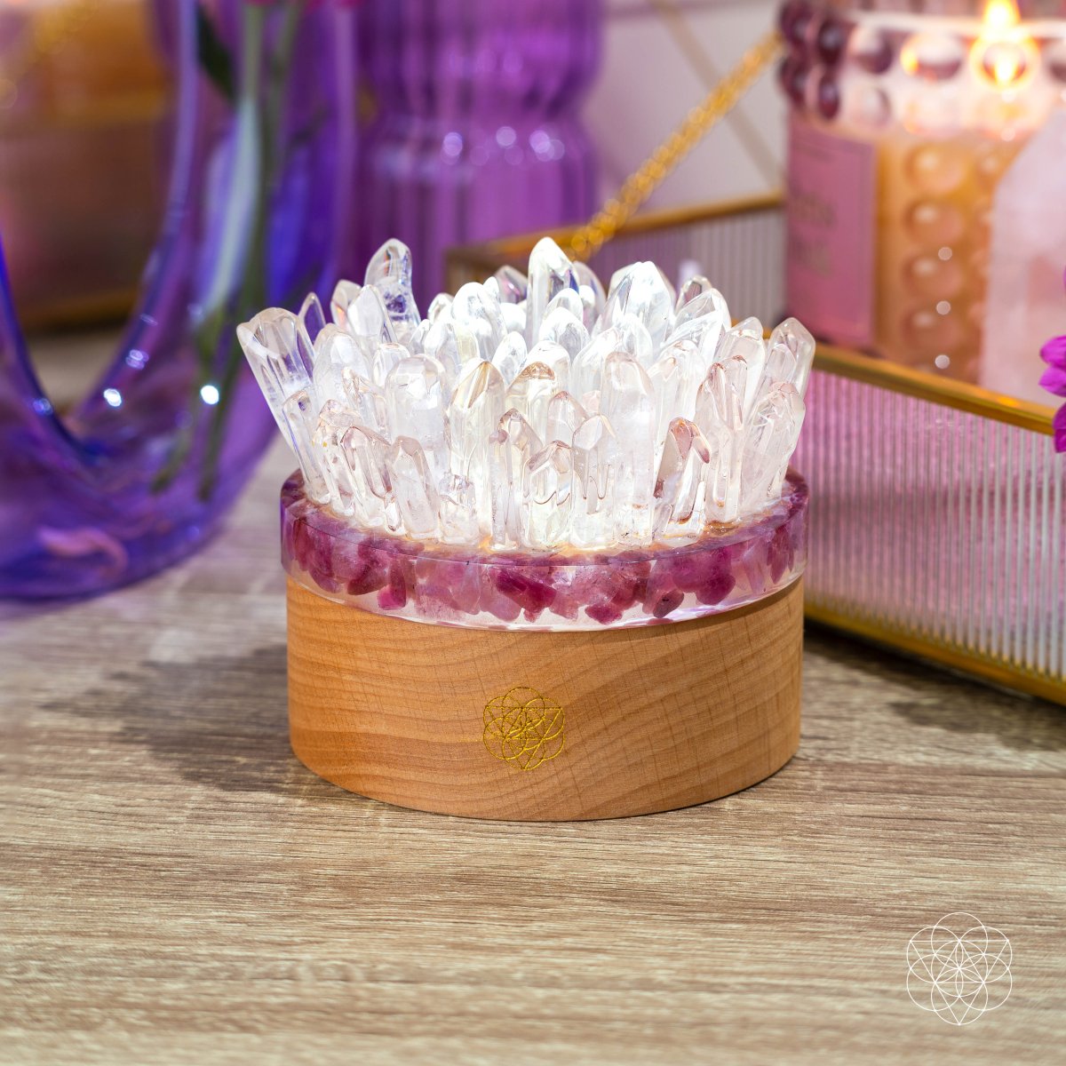 Find My Peace - Quartz & Tourmaline Lamp of Blooming Tranquility by Conscious Items